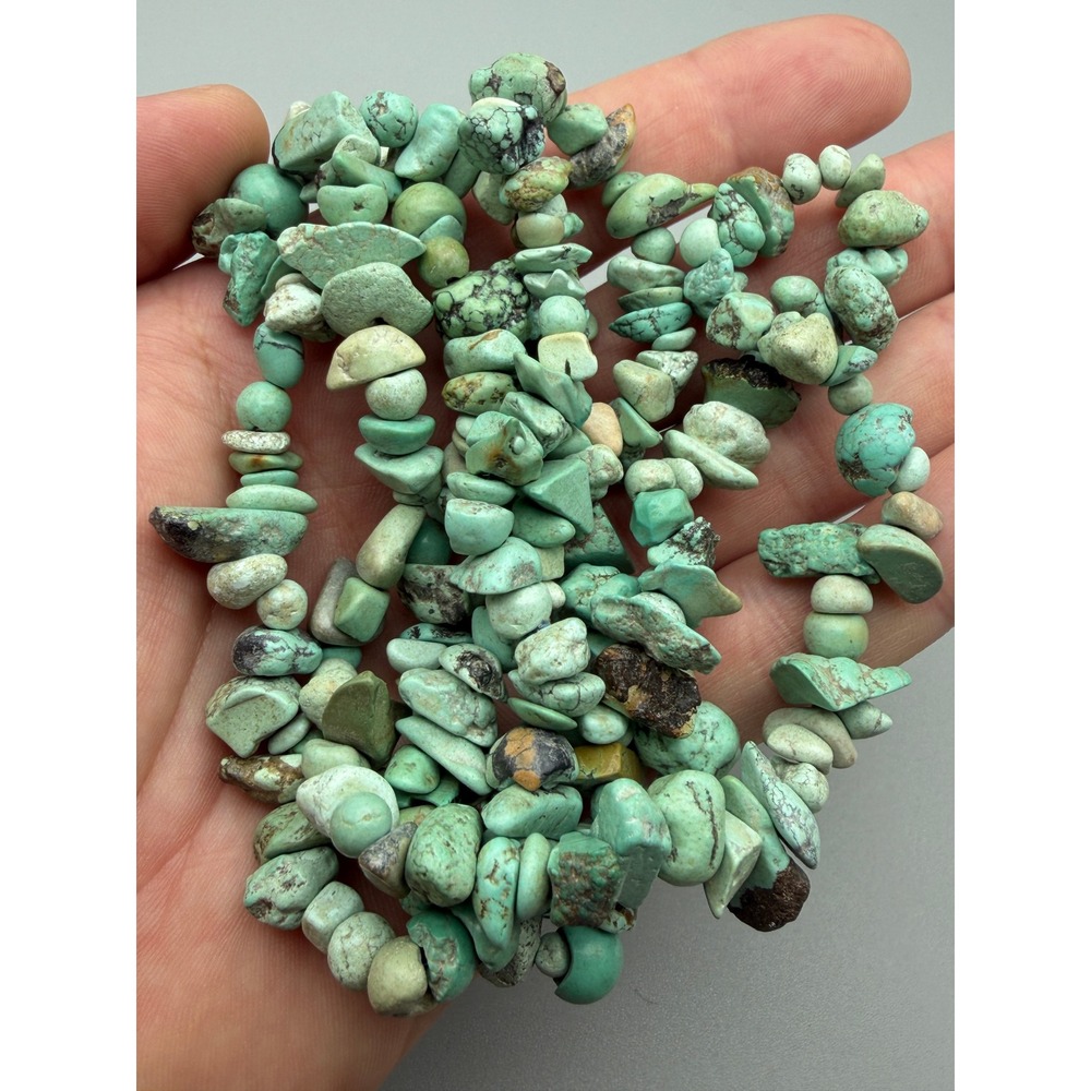Vintage Natural Turquoise Nugget Chip Bead Necklace 17" 86g Southwestern #1152